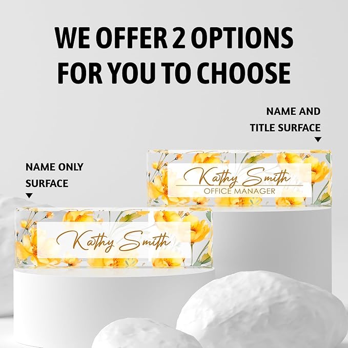 Personalized Name Plate for Desk, Custom Desk Name Plate, Acrylic Name Plate Office Desk Accessories, Personalized Office Gifts for Coworkers Teachers, Employee Appreciation Gifts (A-WaterColor5)