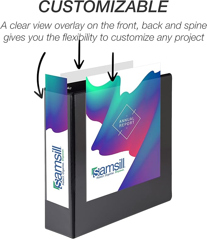 Samsill Durable 3 inch 3 Ring Binder, Made in USA, D Ring Binder, FSC 100% Recycled Chipboard, Black, 12 Pack