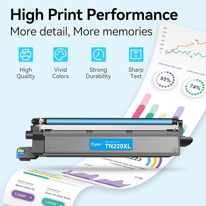 LEMERO UEXPECT Compatible Replacement for Brother TN229XL TN229 TN 229XL High Yield Toner Cartridges for MFC-L3720CDW MFC-L3780CDW HL-L3280CDW Printer, TN229XLBK/C/M/Y 4 Pack