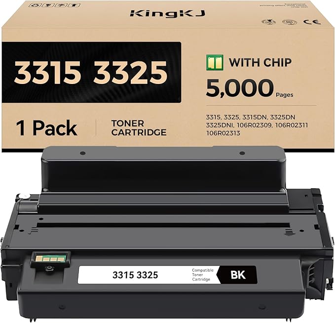 3315 3325 Toner Cartridge Black High Capacity 1-Pack Replacement for Xerox 106R02305 106R02307 Toner Compatible with Xerox Workcenter 3315 3325 3315DN 3325DN 3325DNI Laser Printer Ink All-in-One Copy