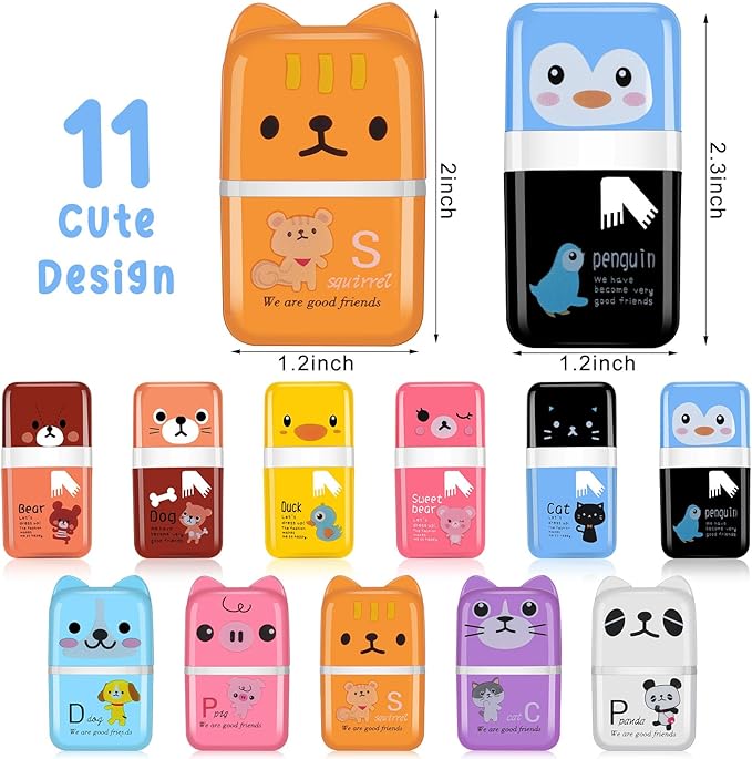 Seajan 44 Pcs Erasers for Kids Gift Bulk Cute Animal Themed Pencil Eraser with Clean up Roller for School Party Christmas Favors(Classic)