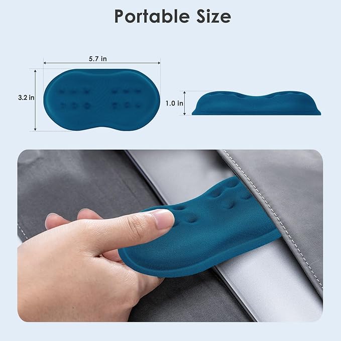 VANKEY Mouse Wrist Rest, Soft Mouse Wrist Support Pad with Memory Foam, Non-Slip Base (Sea Blue)
