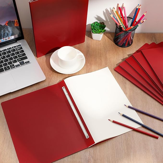 gisgfim 12 Pcs 8.5 x 11'' Pressboard Report Cover 3" Capacity Prong Clip Report Cover Metal Prong Fastener with Compressor Letter Size Presentation Report Folder for Bind Proposal Document