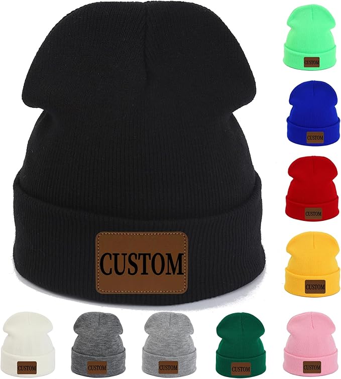 Custom Beanie for Men Women Bulk Custom Winter Hat Beanies with Logo Text Image Personalized Knit Hats Gifts for Business