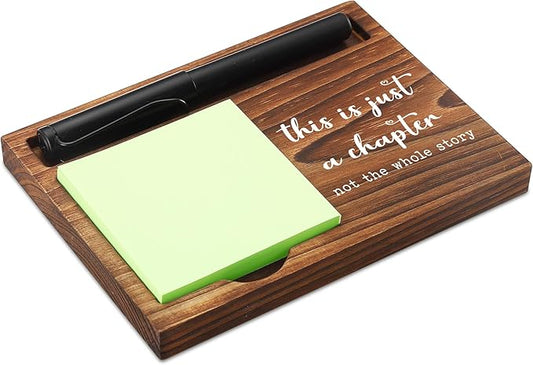 Inspirational Sticky Note Holder Wooden Notepad & Pen Holder 6.5" x 4.7" Positive Vibes Sticky Note Pad Holder Dispenser for Desk Affirmations Motivational Gifts, NPA252