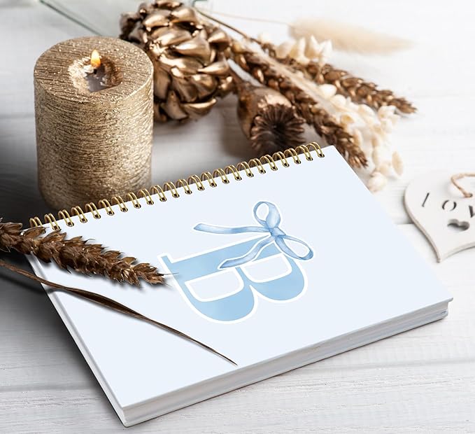 Initial B Notebook Journal,Personalized Teen Girl Gifts,Coquette Trendy Preppy Blue Bow Spiral Notebook,Monogrammed Gifts for Women Teen Girl,College Ruled Hardcover Spiral Notebook 5.5 x 8.3