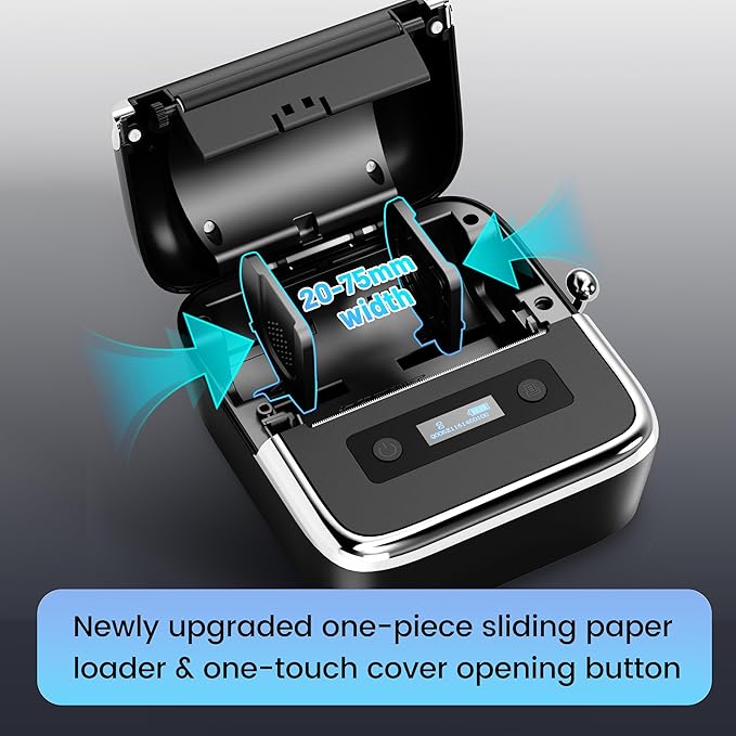 Phomemo M250 3 Inch Label Maker Machine with Tape, 2025 Upgrade Portable Barcode Label Printer for Business, Home, Logo Label, Thermal Address Label Maker with 100 Labels, 40x30mm