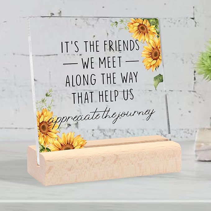 Friendship Gifts for Women, Bestie Gifts Best Friend Birthday Gifts Clear Desk Decorative Sign Farewell Going Away Gifts for Friends Women Graduation Gifts Congratulations Gift