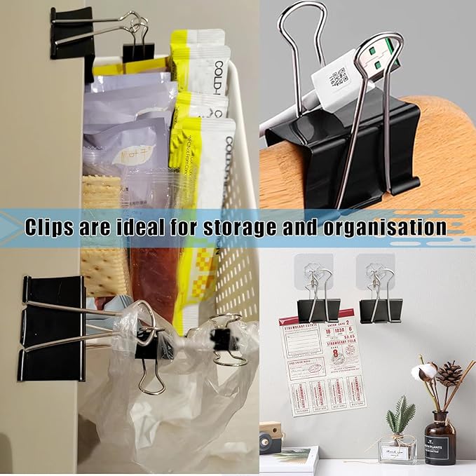 Extra Large Binder Clips 2.4 Inch(48 Pack), Upgrade Large Binding Clips Jumbo Paper Clips, Heavy Duty Big Clamps for Office and Home Supplies, Black