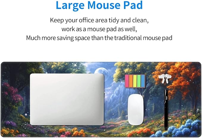 Tree Flower Mouse Pad 31.5 X 11.8 Inch Big Desk Rubber Base Stitched Edges Keyboard Pad XXL Mouse Mat for Home Game and Office