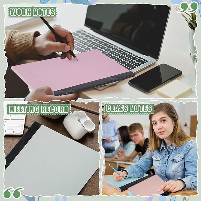 Lincia 6 Pcs 11" x 9.5" Legal Pads College Ruled Notepad Landscape Notebook Horizontal Lined Notebook 80 Gsm Assorted Colors Paper Pastel Writing Pads for School Office, 40 Sheet (Boho Color)