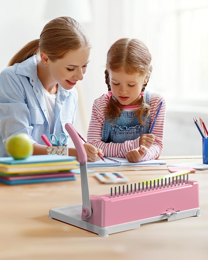 MAKEASY Binding Machine, 21-Hole, Comb Binding Machines with 100PCS Comb Bindings Spines, Comb Binder for Letter Size, A4, A5 Paper