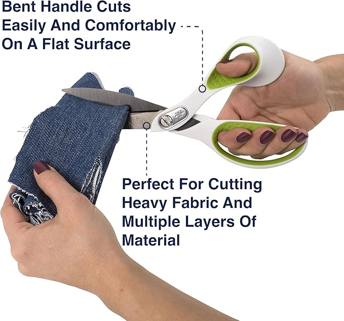 Westcott 7- and 9-Inch CarboTitanium Fabric Scissors for Fabric Cutting, Quilting, and Sewing Projects, White/Green, 2 Pack