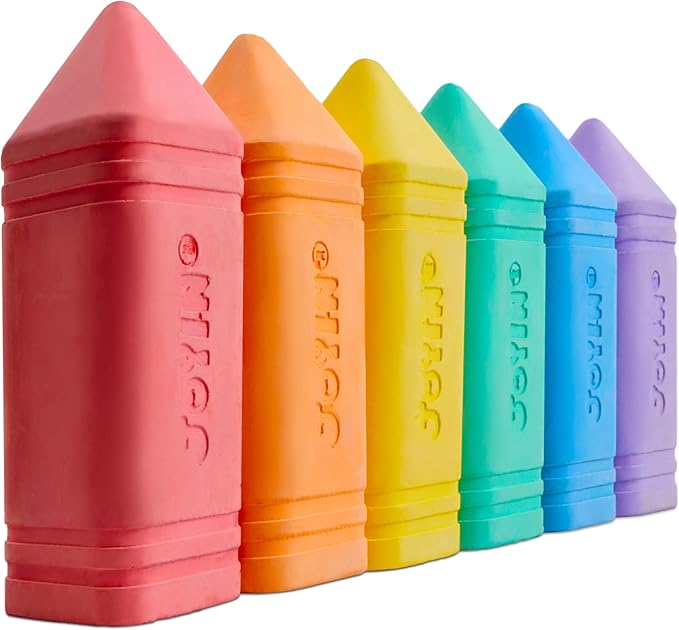 JOYIN 6 PCS Jumbo Sidewalk Chalk with 6 Colors, Washable Sidewalk Chalk for Kids, Non-Toxic Art Supplies, Outdoor Games, Playground Accessories