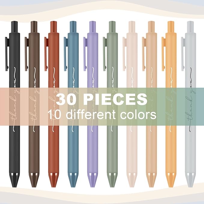 30pcs Thank You Pens Bulk Cute Multicolor Ballpoint Pen for Men Women Server Accessories Employee Holiday Appreciation Gifts for Teacher Office Back to School Party Favor (Bright Colors)