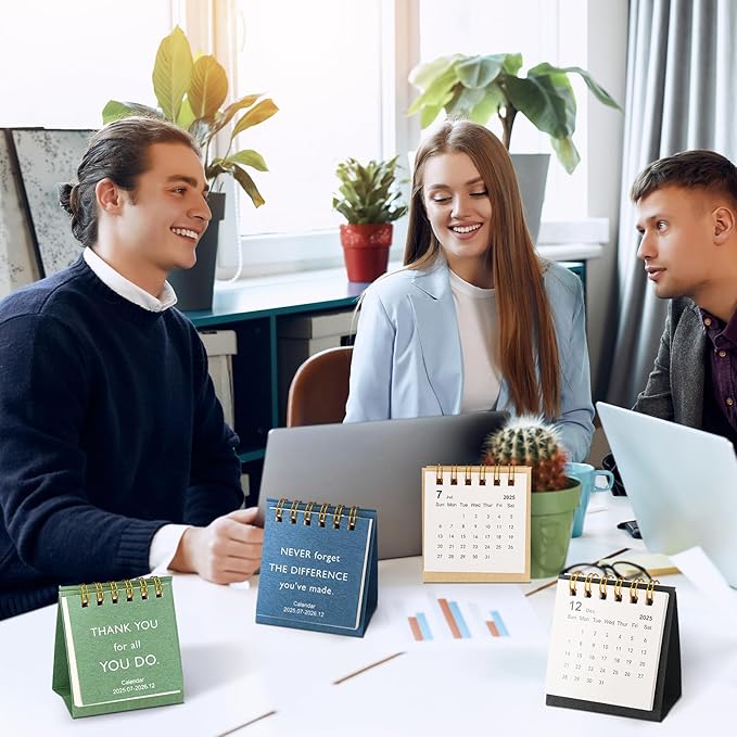 24pcs Employee Appreciation Gifts 2025-2026 Mini Desk Calendars Thank You Gifts Small Inspirational Desktop Calendar Bulk for Employee Teacher Staff Volunteer Coworker(Classic)