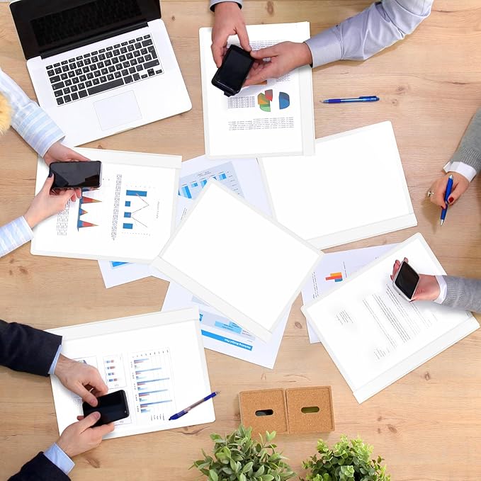 48 Pack Plastic Report Covers with 3 Prongs Presentation Folders Bulk, 100 Sheet Capacity, Clear Front Report Covers for Presentation Document Paper School Office Supplies (White)