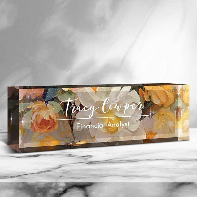 Desk Name Plate Personalized, Custom Name Plate for Desk, Acrylic Desktop Accessories, Office Gift & Decor for Women Men, Teacher Nurse Boss Employee Appreciation Gifts