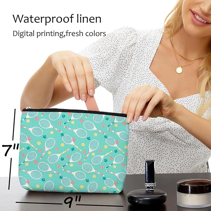 Tennis Gifts, Inspirational Tennis Makeup Bag, Tennis Accessories Tennis Gift Cosmetic Bag Toiletry Bag, Tennis Player Graduation Birthday Gifts for Women Girls Tennis Lovers Sister Bestie