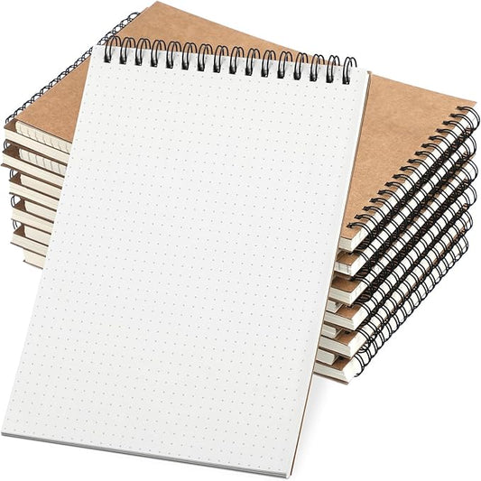 2 Pcs Dot Grid Notebook Top Spiral Notebook A5 Size Bullet Dotted Paper Hardcover Dot Journal 8.3''x 5.8'' 140 Pages Spiral Notepads for Sketching Drawing Writing School Office (Brown)