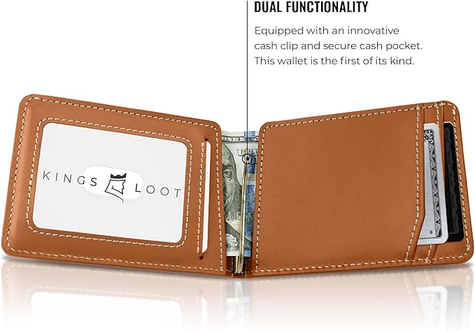 Kings Loot Wallet for Men | Customized Minimalist Slim RFID Blocking Leather Design with Cash Pocket & Card Pull Strap | Holds 1-15 Cards | Stylish & Durable Wallets