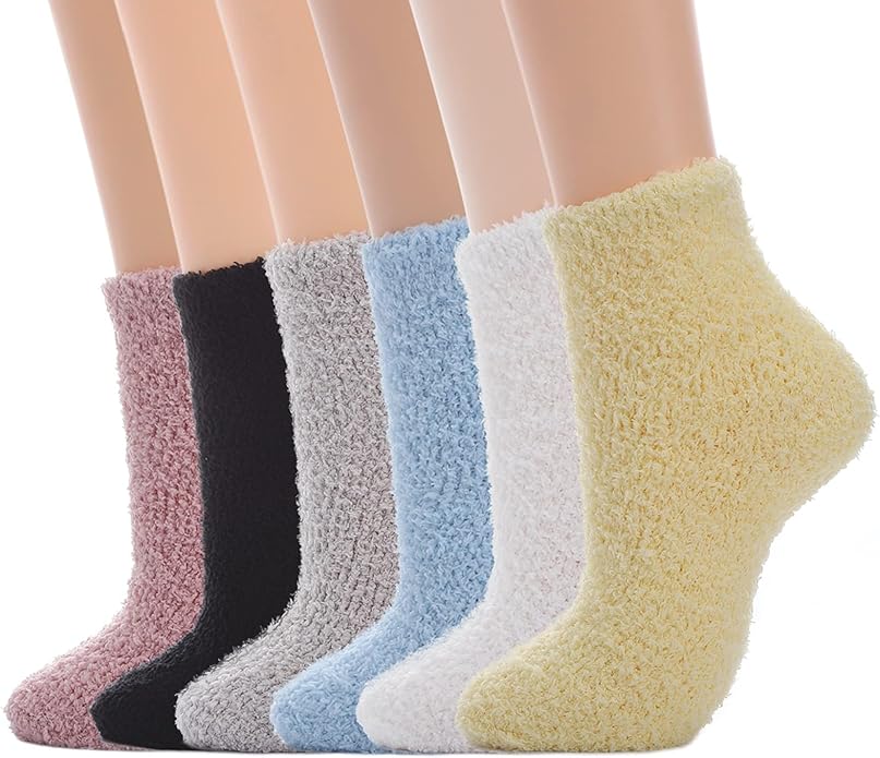 Womens Fuzzy Socks Microfiber Soft Cozy Warm Slipper Sleeping Winter Sock Fluffy Cabin Plush Stocking Stuffers