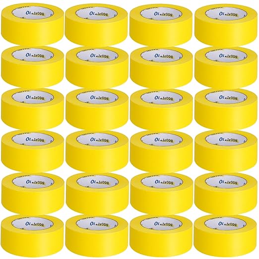 22 Rolls Yellow Painters Tape Bulk 2 inch x 55 Yards, Painters Masking Tape No Residue Wall Painting Tape Artist Tape Trim Edge Finishing Tape for Wall Painting Decoration DIY Supplies