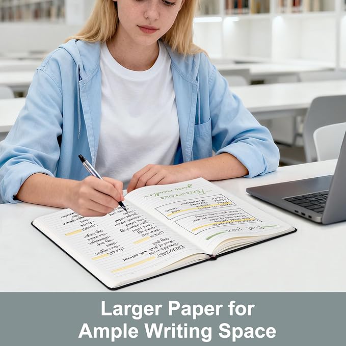 COMIX B5 Lined Journal Notebooks, 240 Pages, 6.9 x 9.8 Inches, Black, Hardcover Journaling Notebooks for Men & Women- Fits for Office, Business, School, Notes Taking & Writing