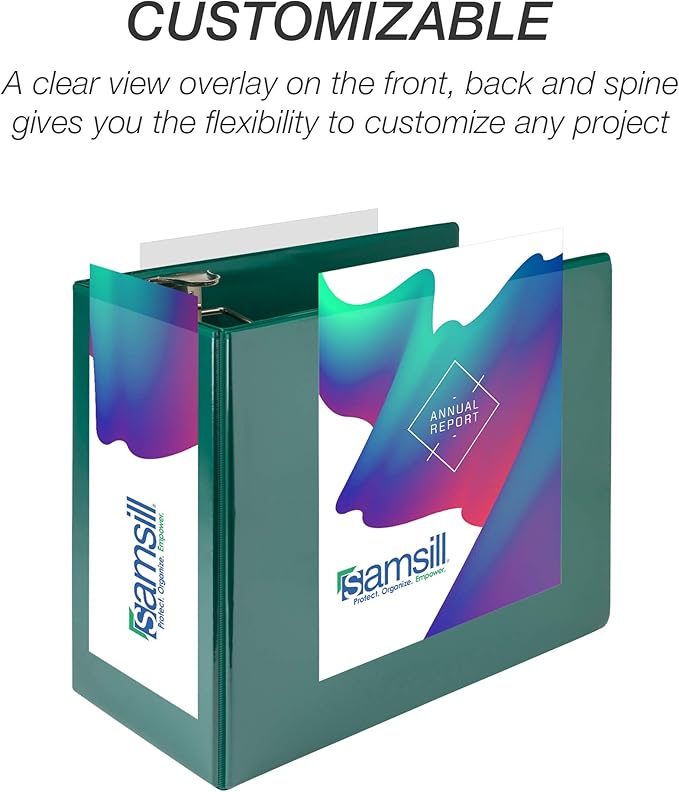 Samsill Durable 6 inch 3 Ring Binder, Made in USA, Locking D Ring FSC 100% Recycled Chipboard, Green, 6 Pack