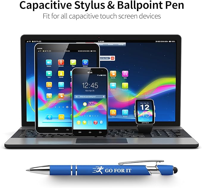 Inspiring Pen Set - 12 Inspirational Quote Ballpoint Pens with 12 Refills, Blue Ink - Motivational Gifts for Office & School | Encouragement Gifts for Men & Women, Blue