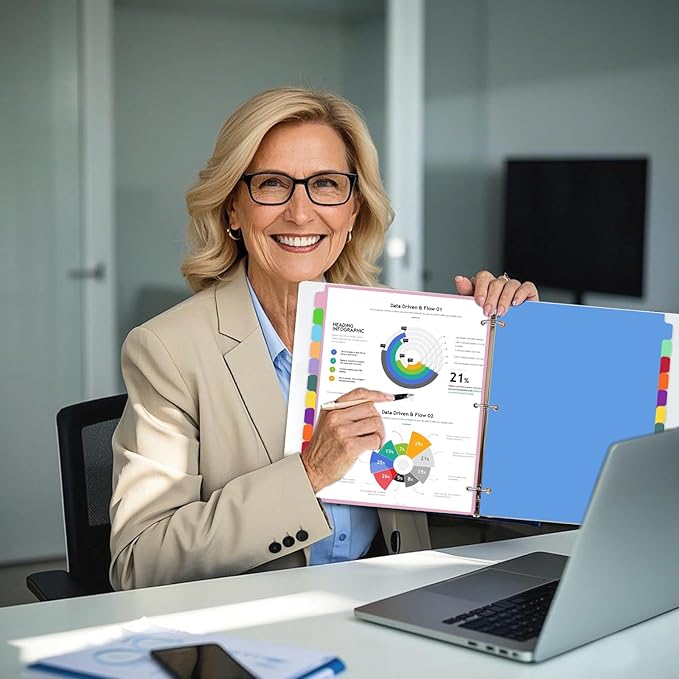 Binder Dividers with Tabs,Monthly Dividers for 3 Ring Binder,12 TABS,Customizable Table of Contents,Multicolor,1 Sets