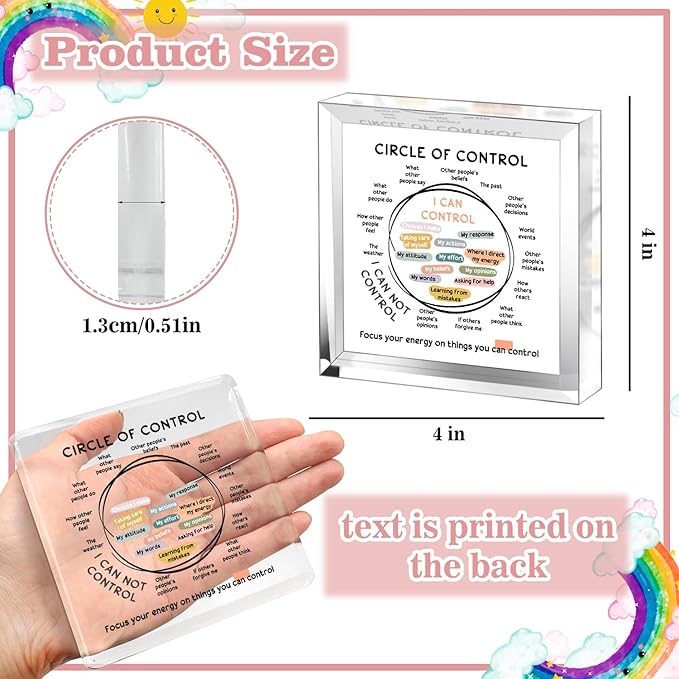 Mental Health Things I Can Control Decor - Therapy Office Acrylic Gifts - Psychology Art Decor for Treatment Room Office School Classroom - Art Decorations for Therapist Office Living Room Bedroom