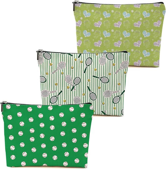 3 PCs Inspirational Tennis Gifts: Makeup Bag & Toiletry Bag - Perfect for Women, Girls or Tennis Lovers - Graduation, Birthday Gifts