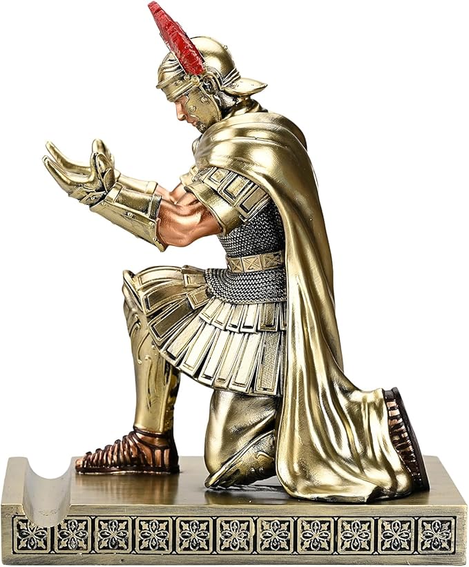 Centurion Cloak Warrior Knight Pen Holder Mobile Phone Stand Desk Organizers and Accessories as Gift for Office and Home (Bronze)