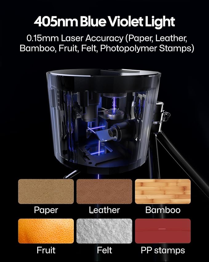 LaserPecker LP1 Pro Laser Engraver for Beginners, Mini Diode Wood Leather Felt Laser Engraver Portable Small Laser Engraving Machine, Suit Set with Laser Safety Glasses + Auto-focus Stand