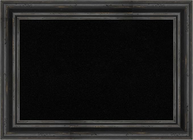 Amanti Art Black Cork Board for Wall, 21x29 Vision Board with Black Wood Frame, Medium Corkboard Office Decor for Home Organization, Country Rustic Corkboard Pinboard to Display Items for Home