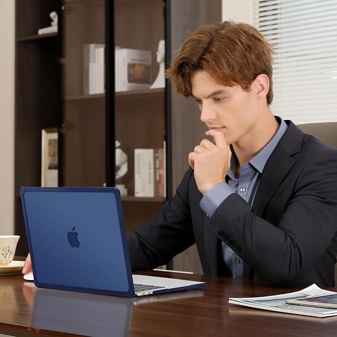 MOSISO Compatible with MacBook Pro 13 inch Case M2 2025-2016 A2338 M1 A2251 A2289 A2159 A1989 A1708 A1706, Anti-Cracking Heavy Duty Plastic TPU Bumper Hard Case&Keyboard Skin&Screen Film, Navy Blue