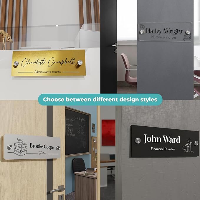 EGD Acrylic Door Name Plate Personalized I Custom Acrylic Sign I Cute Office Accessories Decor I Custom Office Door Signs (10 x 3.5 Inch) (4. Door/Wall Name)