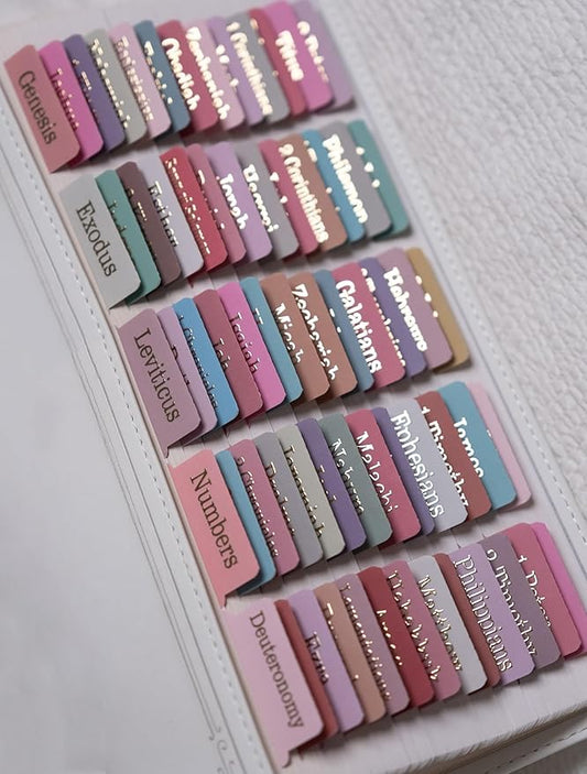 UPAFEXXI-Laminated Bible Tabs (Gold Foil Embossed Lettering), Bible Tabs for Women and Men, Reposition Large Print Stickers, Easy to Read and Apply, 80Chapters Labels for Easy Navigation