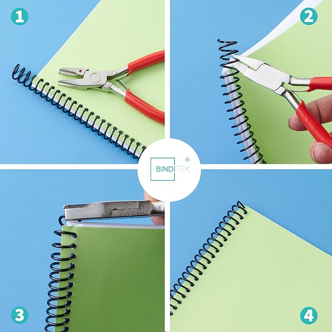 Binditek 100 Pack Plastic Spiral Binding Coils, 4 Different Sizes (6mm, 8mm, 10mm, 12mm)(1/4", 5/16", 3/8", 1/2"), 3:1 Pitch, 36Loops, Black, for Letter Size