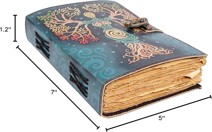 SH SHIFAA HANDICRAFT Blank Spell Book Of Shadows Journal With Lock Clasp Prop Vintage Handmade Leather Diary Embossed Prayer Pagan Antique Witchcraft Supplies Wiccan Notebook Daily (13x10)