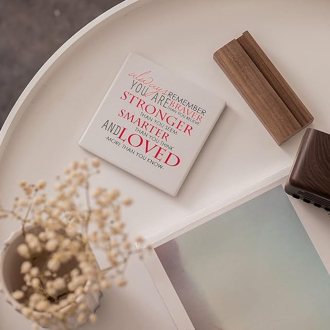 Lukiejac Inspirational Quotes Desk Decor Gifts For Women Best Friend Encouragement Cheer Up Gifts Office Inspiration Positive Plaque With Wooden Stand For Coworker Motivational Sign For Birthday (Red)