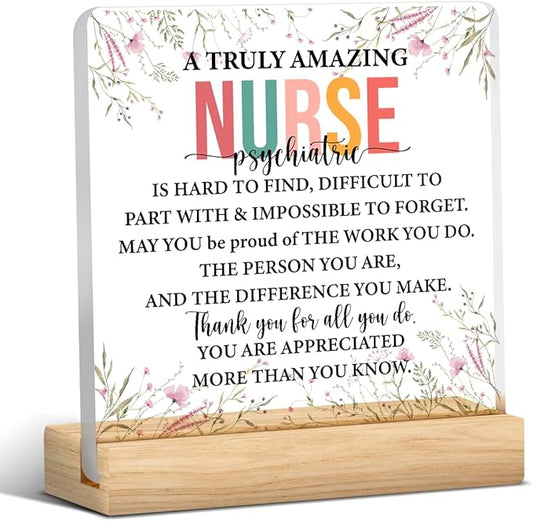 Psychiatric Nurse Gifts for Women Nurses Week Gifts Appreciation Thank You Graduation Gift for Nurse Office Desk Decor for Home Acrylic Sign Christmas Gift