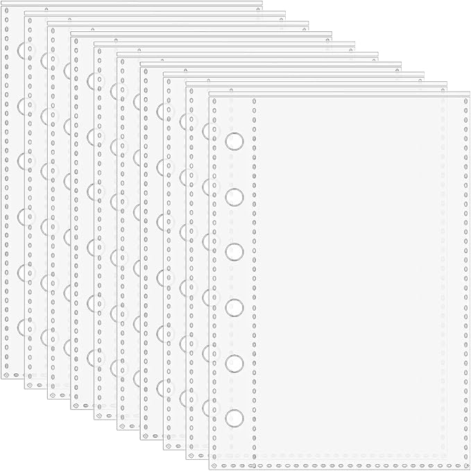 10Pcs Binder Pockets 6-Holes Clear A7 Planner Inserts Moisture-Proof & Water-Resistant Binder Inserts for Photos Cards Bills More A7 Planner