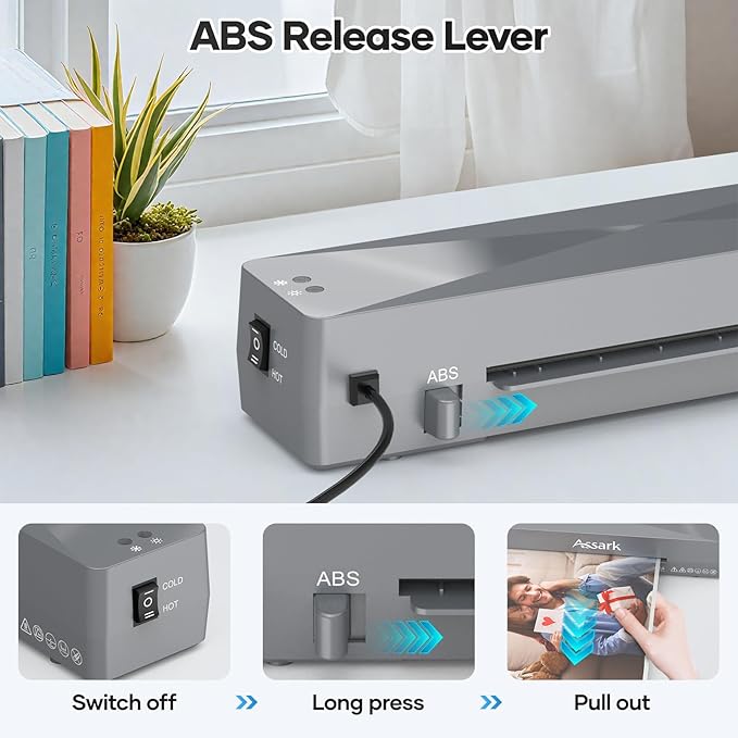 Laminator Machine 9 Inch, laminator with 10 Laminating Sheets, Laminating Machine Quick preheating with Paper Cutter, Low Noise, Plastificadora with ABS Jam Free