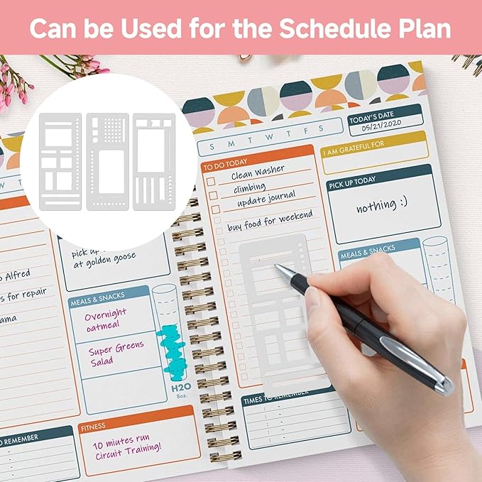 Handmade Flexible Record Template, Planner Stencil Set for Dot Grid Journals, Flexible Drawing and Checklist Templates, for Journaling Checklists, Lines, Boxes & Daily Planning, 3 Pack