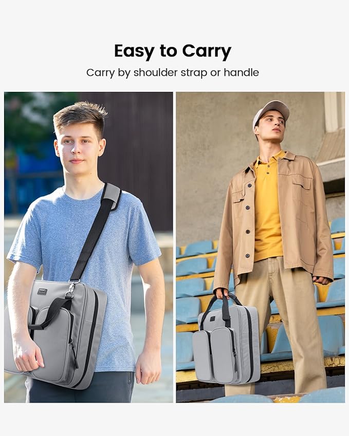 4 Inch 3 Ring Zipper Binder with Shoulder Strap & Handle & Multi-Pocket - 4" Binder with Zipper for School, Compatible with 13-Inch MacBook/Tablet -Patent Design Grey