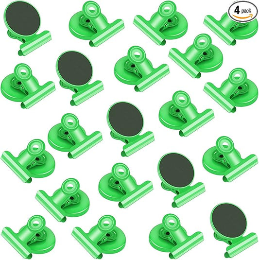 VNDUEEY 20 Pack Magnetic Paper Clip Dispenser Holder, Paperclip Dispenser for Desk, School, Office, Fridge Magnets Refrigerator Magnets, Magnet Clips for Whiteboard Locker (Green) ﻿