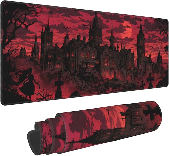 Gothic Desk Mat Large Gaming Mouse Pad Gothic Extended Mousepad Big in Laptop Computer Mouse Keyboard Mat for Office Desk Decor 35.5x16 in