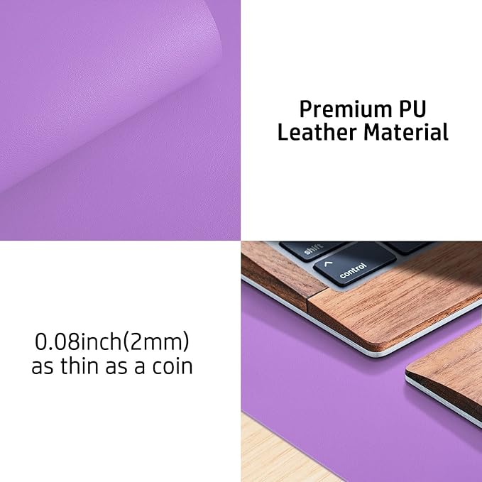 Aothia Leather Desk Pad Protector, Mouse Pad, Office Desk Mat, Non-Slip PU Leather Desk Blotter, Laptop Desk Pad, Waterproof Desk Writing Pad for Office and Home (23.6" x 13.7", Iris Violet)